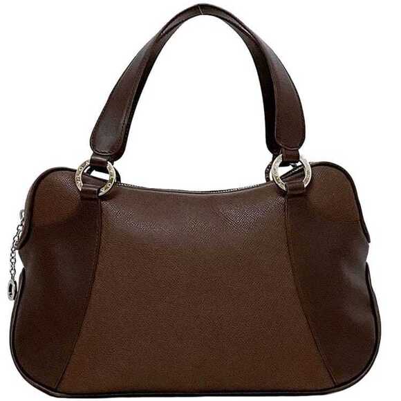 BVLGARI Handbag ec-22641 Dark Brown Leather Mini Boston Grain Women's Unisex